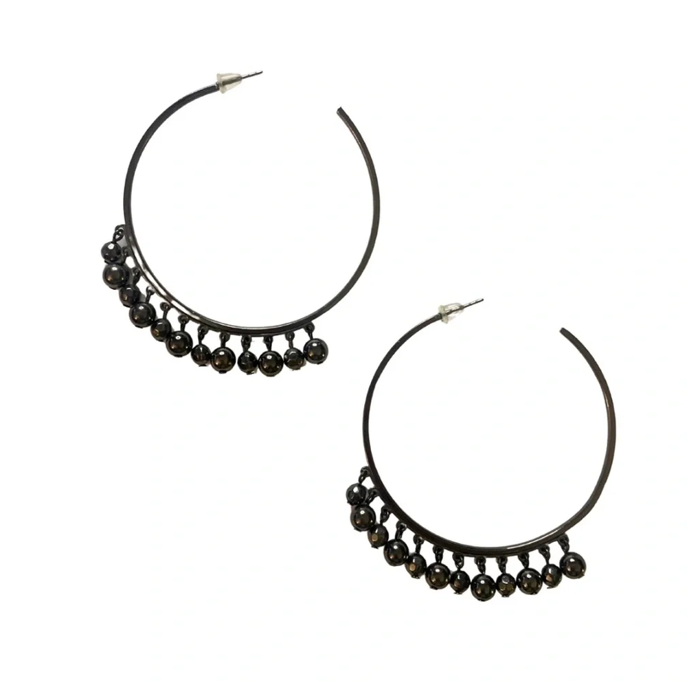 2/$30 Guess Silver Tone Set 2 Drop Earrings Large Hoops Gray Y2K Dangling Dainty